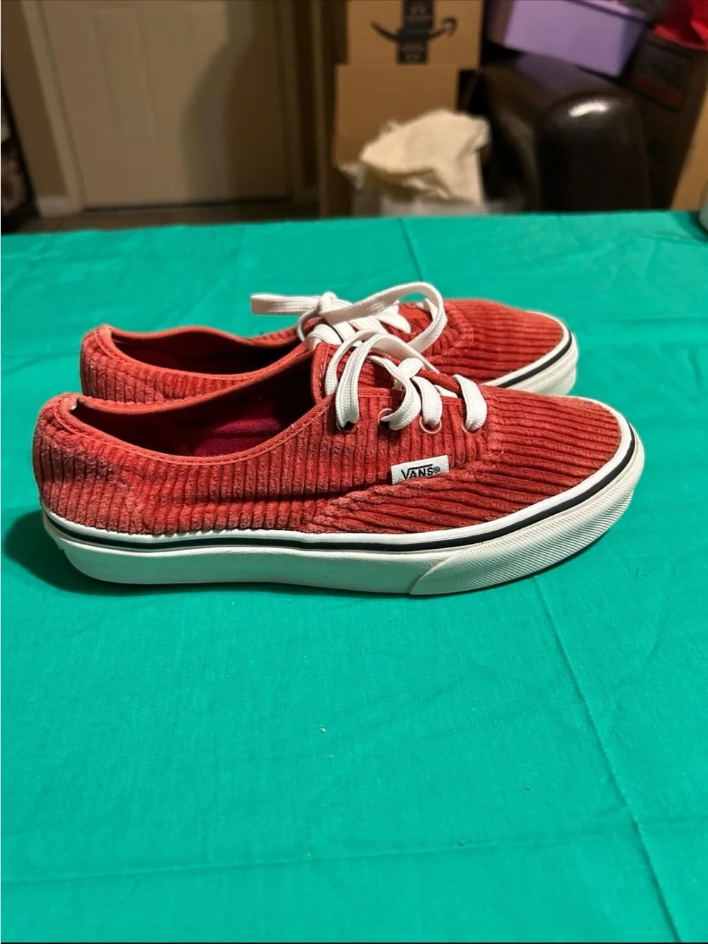 Vans Kids Corduroy Lace-Up Sneakers in Rust Red